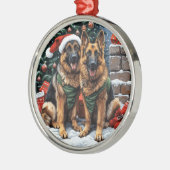 クリスマスドイツの羊飼い犬 メタルオーナメント (左)