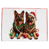 クリスマスドイツの羊飼い犬 ラージペーパーバッグ (裏面)