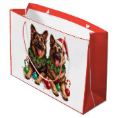 クリスマスドイツの羊飼い犬 ラージペーパーバッグ (裏面アングル)