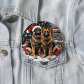 クリスマスドイツの羊飼い犬 缶バッジ (インサイチュ)