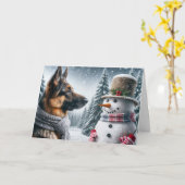 クリスマスドイツの羊飼い雪だるま カード (黄色い花)