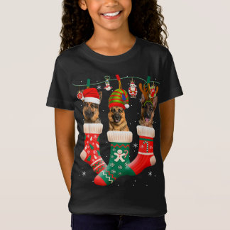 クリスマスドイツの羊飼い靴下クリスマストナカイSanta Tシャツ
