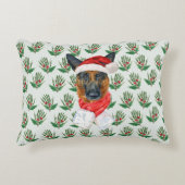クリスマスドイツシェパードパインホリデーデコール アクセントクッション (正面)