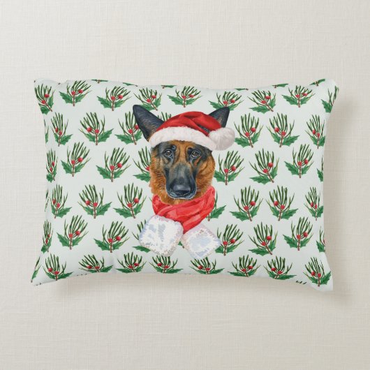 クリスマスドイツシェパードパインホリデーデコール アクセントクッション (裏面)