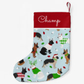 クリスマスドイツシェパード名前をカスタムする スモールクリスマスストッキング (裏面)