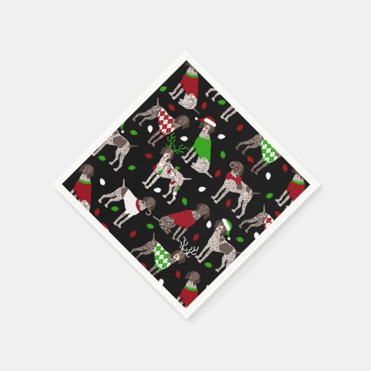 クリスマスドイツショートポインターナプキンス スタンダードカクテルナプキン (角)