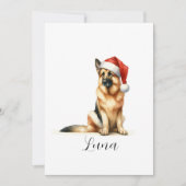 クリスマスドイツ羊飼い犬サンタハット シーズンカード (正面)