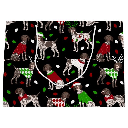 クリスマスドイツ語ショートポインタ ラージペーパーバッグ (正面)