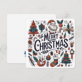 クリスマスドゥードルアートのお祝い 招待状 (正面/裏面)
