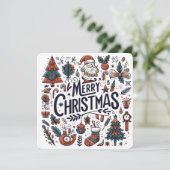 クリスマスドゥードルアートのお祝い 招待状 (スタンド正面)