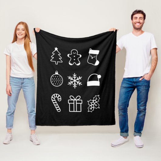 クリスマスドゥードルジンジャーブレッドツリーキャンディクリスマス フリースブランケット (インサイチュ)