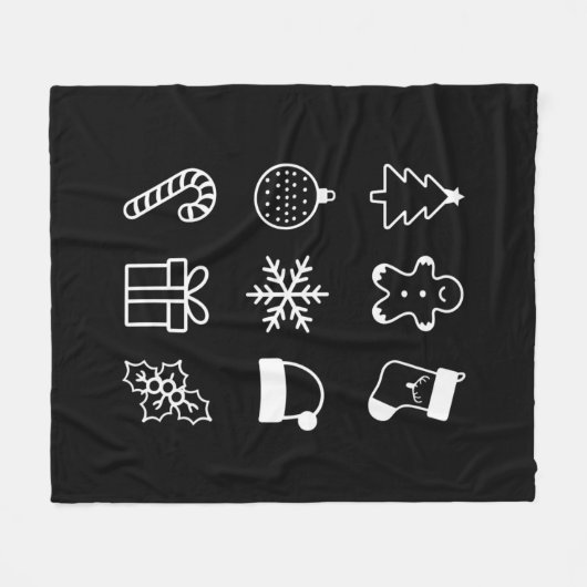 クリスマスドゥードルジンジャーブレッドツリーキャンディクリスマス フリースブランケット (正面(横))