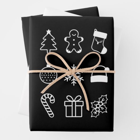 クリスマスドゥードルジンジャーブレッドツリーキャンディクリスマス ラッピングペーパーシート (インサイチュ)