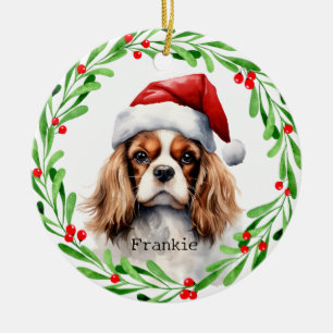 クリスマスドッカバリヤキングチャールズスパニエル犬ペット セラミックオーナメント