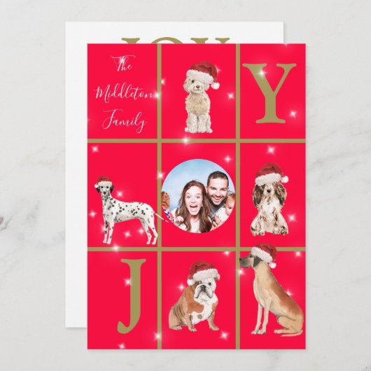 クリスマスドッグおもしろいフォトレッドホリデーカード シーズンカード (正面/裏面)