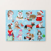 クリスマスドッグお祝い ジグソーパズル (横)