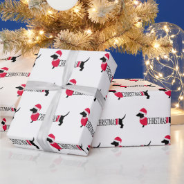 クリスマスドッグかわいいグラフィックダックスフントおもしろい ラッピングペーパー