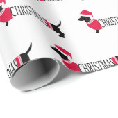 クリスマスドッグかわいいグラフィックダックスフントおもしろい ラッピングペーパー (ロールコーナー)