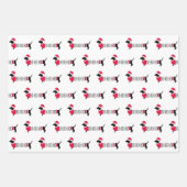 クリスマスドッグかわいいグラフィックdachshunds 3ピースおもしろい ラッピングペーパーシート (正面3)