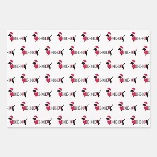 クリスマスドッグかわいいグラフィックdachshunds 3ピースおもしろい ラッピングペーパーシート (正面3)