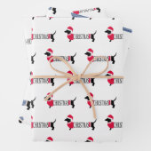 クリスマスドッグかわいいグラフィックdachshunds 3ピースおもしろい ラッピングペーパーシート (インサイチュ)