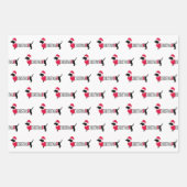 クリスマスドッグかわいいグラフィックdachshunds 3ピースおもしろい ラッピングペーパーシート (正面)