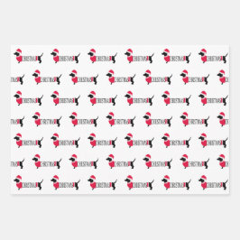 クリスマスドッグかわいいグラフィックdachshunds 3ピースおもしろい ラッピングペーパーシート