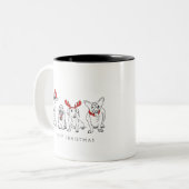 クリスマスドッグがサンタ・ドッグにクリスマスを告げる ツートーンマグカップ (正面左)