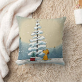 クリスマスドッグとホリデーツリー クッション (ブランケット)