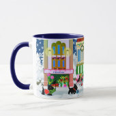 クリスマスドッグと猫好きショッピングマグカップ マグカップ (左)