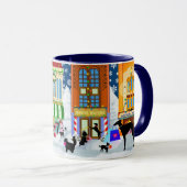 クリスマスドッグと猫好きショッピングマグカップ マグカップ (正面右)