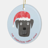 クリスマスドッグの家族の名前日付 セラミックオーナメント (左)