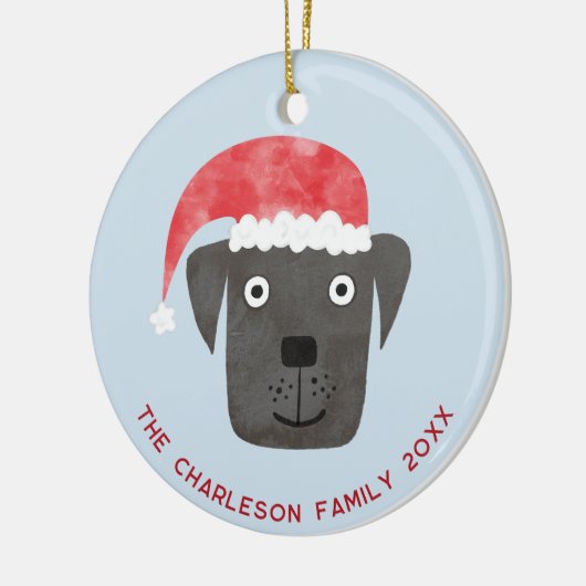 クリスマスドッグの家族の名前日付 セラミックオーナメント (左)