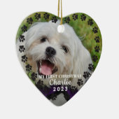 クリスマスドッグの手がペットパーソナライズされたの写真をプリント セラミックオーナメント (右)