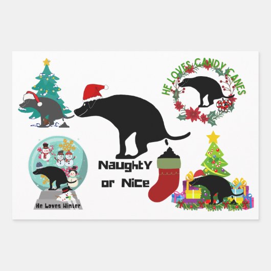 クリスマスドッグウンチユーモア ラッピングペーパーシート (正面2)