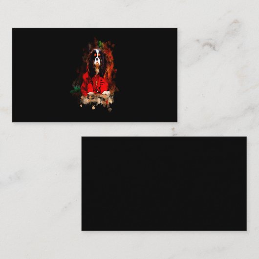 クリスマスドッグキャバリアキングチャールズスパニエル犬 名刺 (正面/裏面)