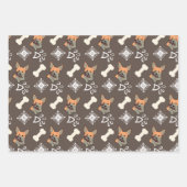 クリスマスドッグキャンディケーンスノーフレークのパターン ラッピングペーパーシート (正面3)