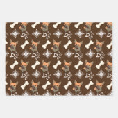 クリスマスドッグキャンディケーンスノーフレークのパターン ラッピングペーパーシート (正面2)