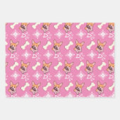 クリスマスドッグキャンディケーンスノーフレークのパターン ラッピングペーパーシート (正面)