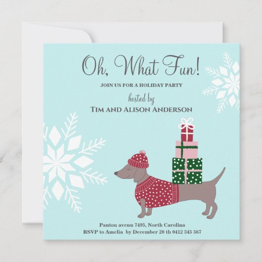 クリスマスドッグギフトウィンターホリデイパーティー 招待状 (正面)