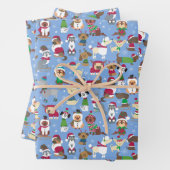 クリスマスドッグクリスマス子犬かわいい動物 ラッピングペーパーシート (インサイチュ)