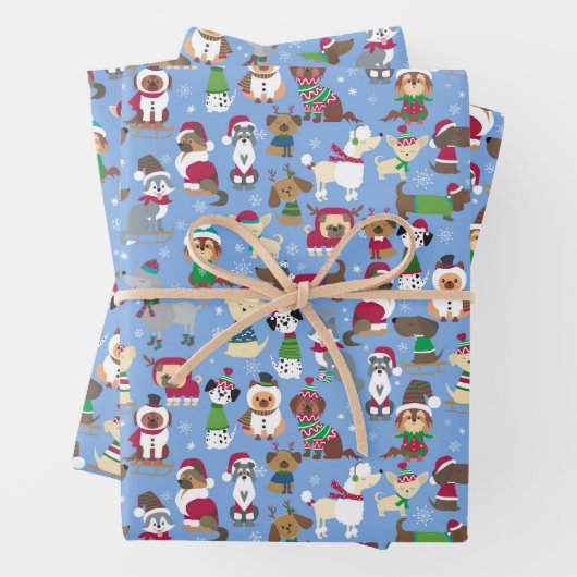 クリスマスドッグクリスマス子犬かわいい動物 ラッピングペーパーシート (インサイチュ)