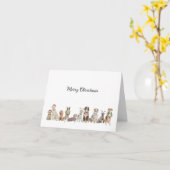 クリスマスドッググリーティングカード カード (黄色い花)