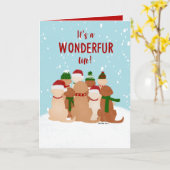 クリスマスドッググリーティングカード カード (黄色い花)