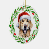 クリスマスドッグゴールデンレトリエバーサンタホリデイ セラミックオーナメント (右)