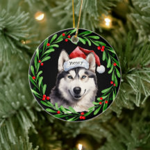 クリスマスドッグシベリアハスキーサンタハットホリデー