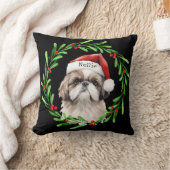 クリスマスドッグシーズー（犬）Tzuサンタホリデイズペット クッション (ブランケット)