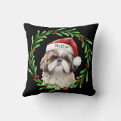クリスマスドッグシーズー（犬）Tzuサンタホリデイズペット クッション (裏面)