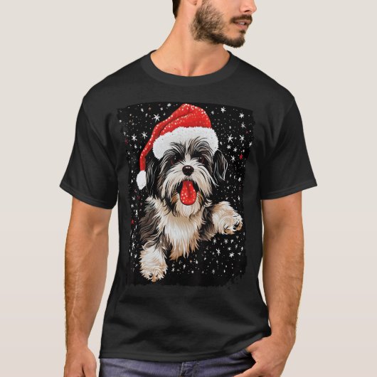 クリスマスドッグシーズー(犬)Tzu Tシャツ (正面)
