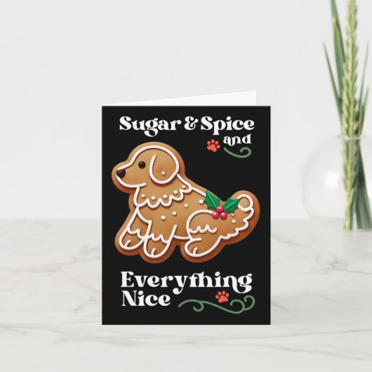 クリスマスドッグジンジャーブレッドシュガースパイスクリスマスクッキー カード (正面)